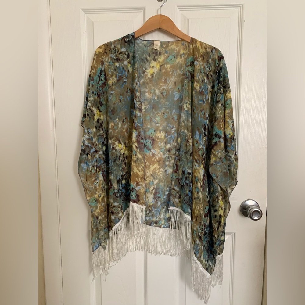 Do Everything in Love | Multicolor Sheer Kimono with Fringe
